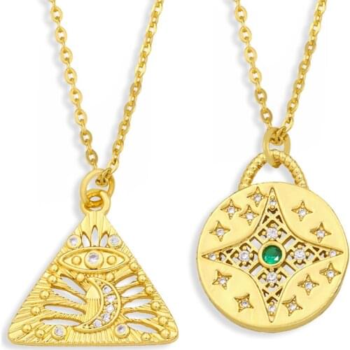 FLOLA Gold Chain Moon and Star Necklace Copper CZ White Stone Short Necklace Pendant For Women Wholesale Jewelry nkew41