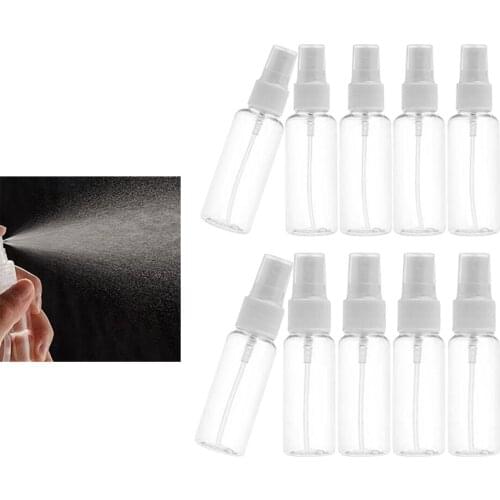10PC Mini Transparent Plastic Sprayer Bottles with Pump Cap for Travel 30ML 50ML