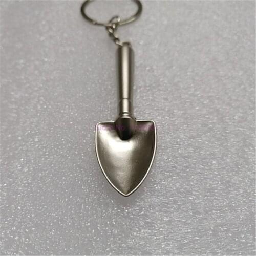 100pcs Novelty Mini Shovel Keychains Metal Spade Keyrings Key Chains Keyfob 3D Shovel Metal Tool Trinket Tools