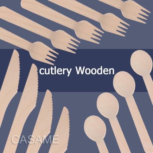 100pcs Disposable Wooden Cutlery Forks/Spoons/Cutters Knives Kitchen Utensil Dessert Tableware Packing Party Supplies
