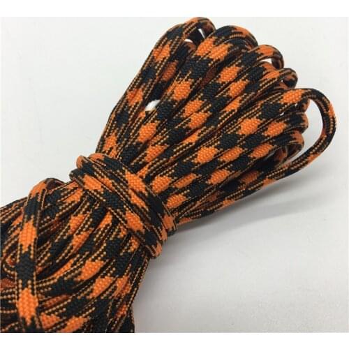10yds Paracord 550 Parachute Cord Lanyard Rope Mil Spec Type III 7 Strand Climbing Camping Survival Equipment #Black+Orange