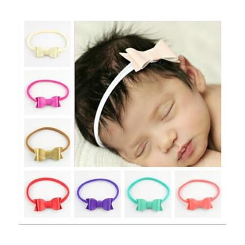 12pcs/lot 12colors Leather Felt Cloth Bowknot Boutique with Elastic Nylon Headbands Baby Girls DIY Garments Hair Accessories