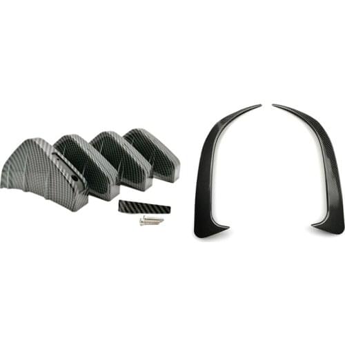 2x for Benz Cla W117 Cla45 Look Rear Bumper Spoiler Air Vent Cover & 4x Bumper Diffuser Fin Spoiler Lip Wing Splitter