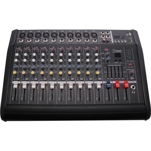 2000Watts 10 Channel Professional Powered Mixer Power Mixing Amplifier Amp
