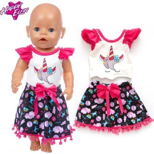 2020 Fashion Unicorn Suit For 17 Inch Baby Doll 43cm Born Doll Clothes