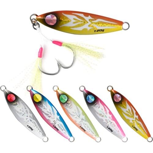 5PCS Deep sea Fishing Glow Stripe Zebra Jigging Slow sinking Jig Hook Lure Jigbait spoon baits 120/150/300g