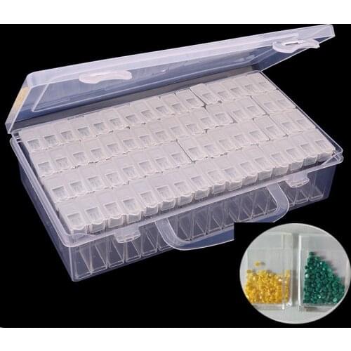 Diamond embroidery diamond painting tool! 64 lattice, transparent plastic storage box, 64 Grid jewelry Drill Storage Box