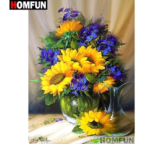 HOMFUN Full Square/Round Drill 5D DIY Diamond Painting "Beautiful flower" Embroidery Cross Stitch 5D Home Decor Gift A07149