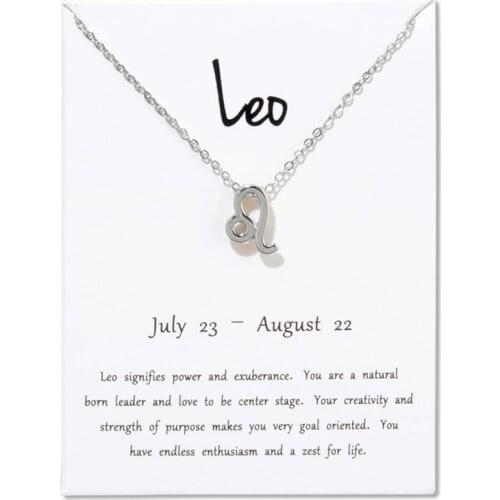 Elegant Card Leo 12 Constellation Pendant Necklaces For Women Zodiac Chains Necklace Color Birthday Gifts Jewelry