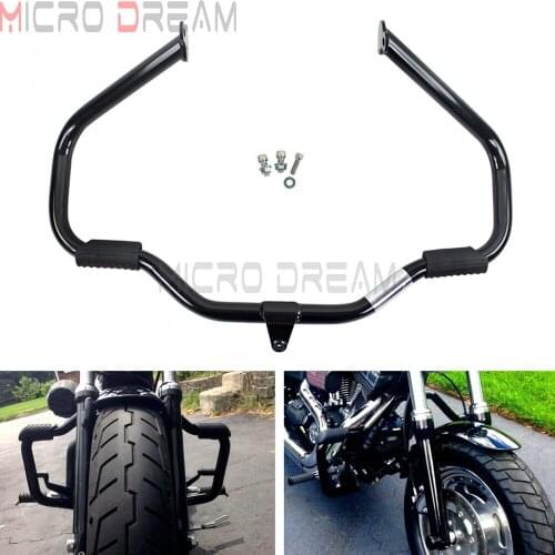 Black Motorcycle Mustache Highway Engine Guard Crash Bar w/ Screws for Harley Touring FLH Models 2009-2019
