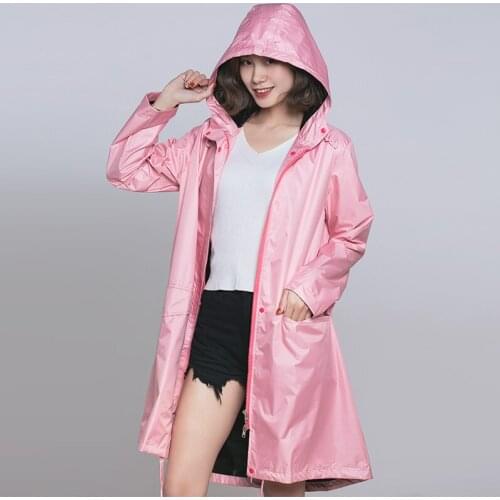 Long raincoat women windproof waterproof Rainwear Outdoor Female Rain coat Ponchos chubasqueros mujer black coating inside