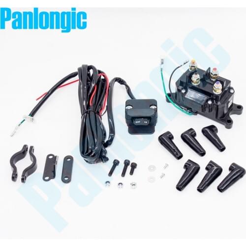 12V 200A Electric Winch Solenoid Relay Rocker Switch with Caps For ATV UTV Truck Black Metal ATV Winch Cable Control Upgrade Kit