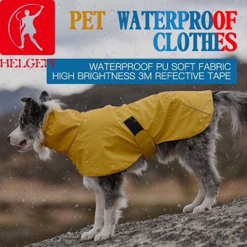 HELGEM Professional Pet Dog Waterproof Raincoat Jumpsuit Reflective Rain Coat Dog Outdoor Clothes Jacket for Small Large Dog Pet