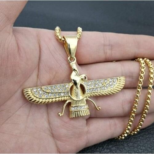 Hip Hop Rhinestone Pendant Necklace Gold Men Fashion Jewelry