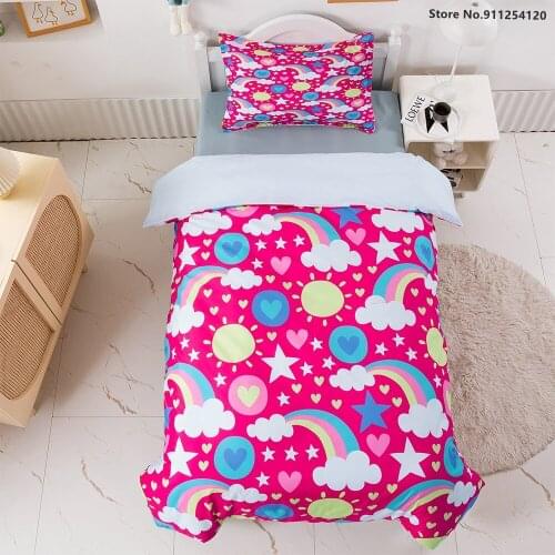 Cartoon Bedding Sets Rainbow Sun Cloud Print Quilt Cover Star Love Kids Duvet Cover Dropshipping Bed Cover Custom Size for Home