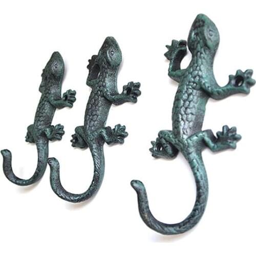 1pc Creative Gecko Hook Quirky Clothes Hook Wall-mounted Hanger Iron Art Hanging Decor for Home Shop