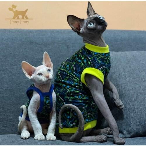 Sphynx Cat Clothes ，Limited Edition Cool Trend Sphynx Hairless Cat Summer Cotton T-Shirts Pet Clothes For Sphinx Fairless Cat