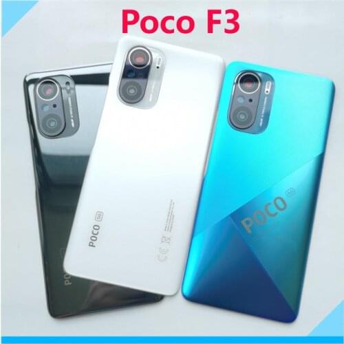 Original New Battery Cover For Xiaomi Poco F3 Back Cover Glass Rear Housing Door Rear Cover With Adhesive Sticker