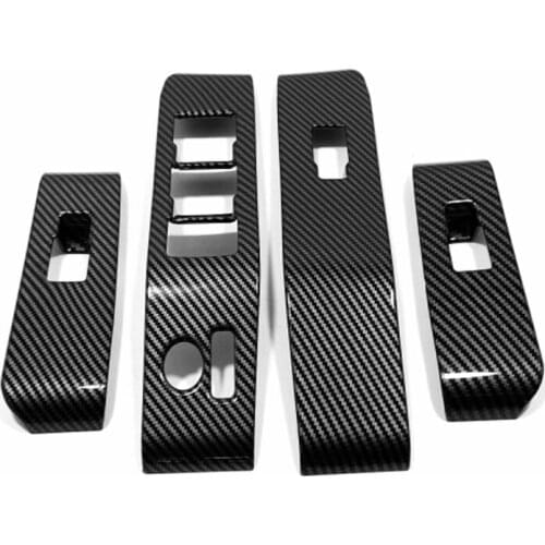 ABS Carbon Fiber Door Window Glass Lift Control Switch Panel Cover Trim LHD Interior Accessories for Toyota Highlander 2021 2022