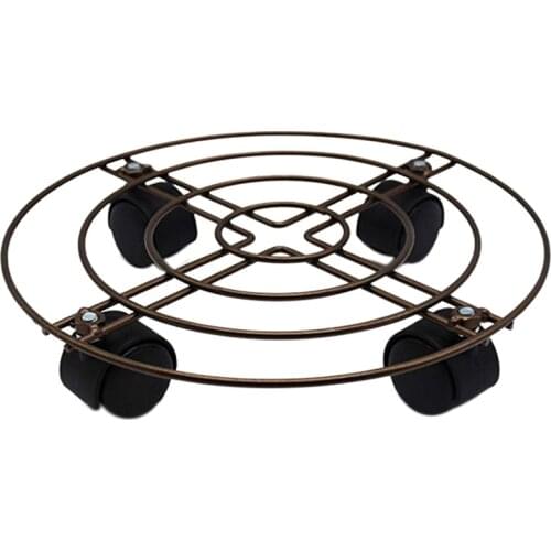 2Pcs 11Inch Plant Flower Stand Heavy Duty Metal Plant Caddy Indoor Coppery Plant Stand With Wheels,Round Flower Pot Stand Home G