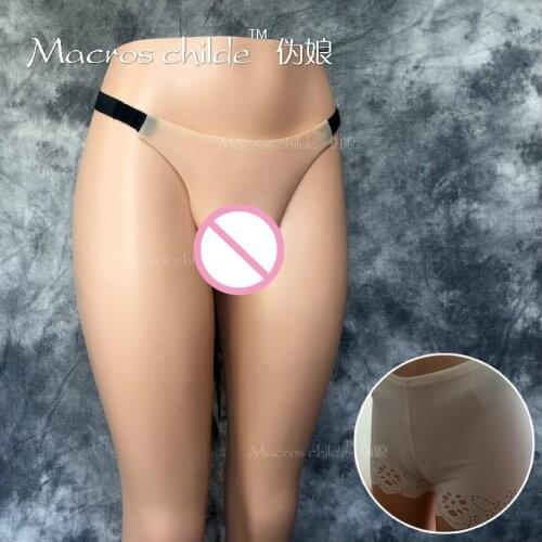 Pseudo-girl cd cross-dress thong low-waist male disguise womens hidden lower body silicone panties