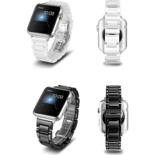 Ceramic Watchband for Apple Watch iWatch Butterfly Buckle Wrist Strap for Series 1 2 Band 42mm 38mm Replacement Bracelet