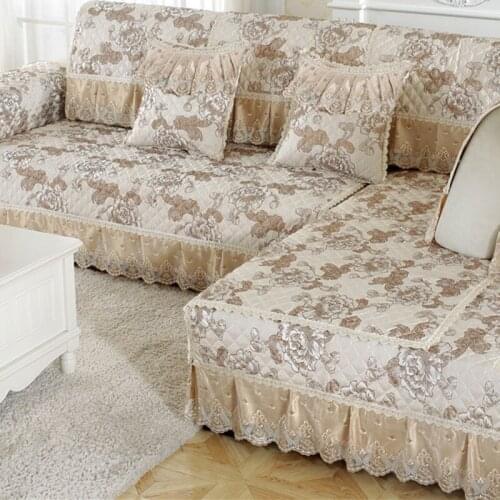 Luxury Lace Plaid Sofa Covers for Living room 1 2 3 4 Seater Couch Slipcover Protector Armchairs Chair Covers Non-slip Towel