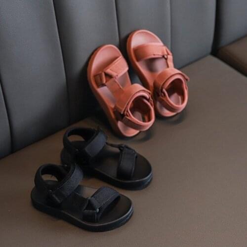 Summer New Canvas Sandals Boys Girls Sandals Solid Color Soft Soled Anti-Slip Children Kids Shoes Summer Beach Sandals SO052
