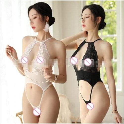 Open crotch sexy lingerie hollow one-piece bikini skinny swimsuit