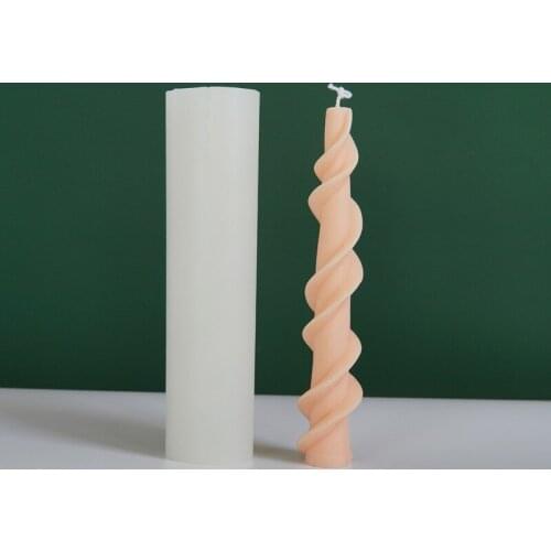 1PC Silicone Long Pole Stripe Candle Mold Soap Making Match Large Cylinder Rib Clay Tools Church Party Handmade DIY Craft