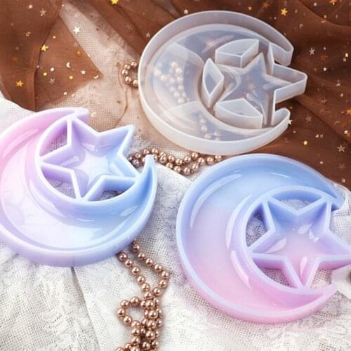 The Stars And The Moon Silicone Mold Plate Mirror Home Decoration Plate Handmade Crystal Drops Of Glue Easy To Take Off The Mol