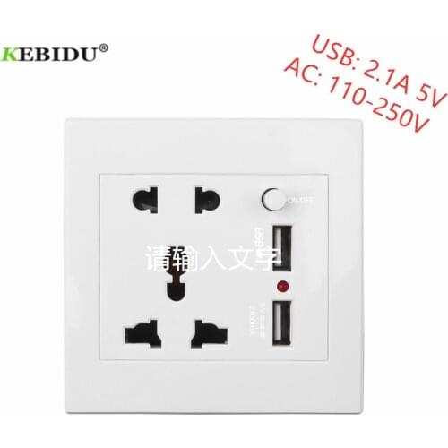 Universal 2.1A Dual USB Wall Socket Charger AC 110-250V EU Home Wall Charger 2 Ports USB Outlet Power Charger Adapter w/Switch