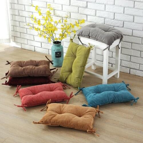 28*48cm Corduroy Chair Sofa Pillow Rectangle Buttocks Chair Seat Cushion Home Decoration Chair Cushion Tie On Pad For Car Office