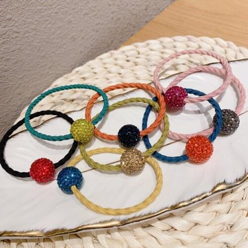 Women Hair Ties Elastic Rubber Bands Bow Girl Round Colorful Korean Summer Head Accessories Geometric Scrunchies Wholesale