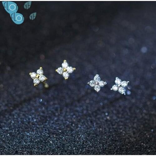925 Sterling Silver Ear Needle Crystal Flower Stud Earrings for Women Simple Charm Zircon Earrings Ins Style Jewelry