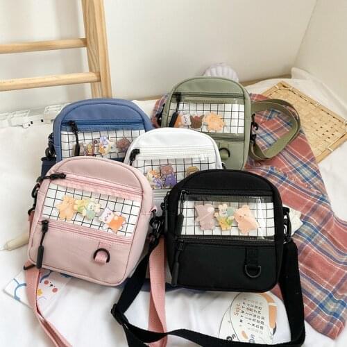 Women Handbags Shoulder Bags for Girls 2020 New Fashion Female Canvas Crossbody Bags Cute Transparent Purses Messenger Bags