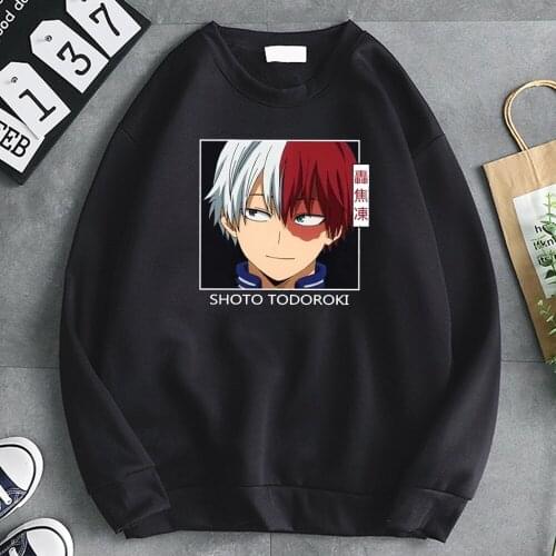 Female Sweatshirts Anime My Hero Academia shoto todoroki printing clothes woman Japan Style Casual Round neck Sweatshirts tops
