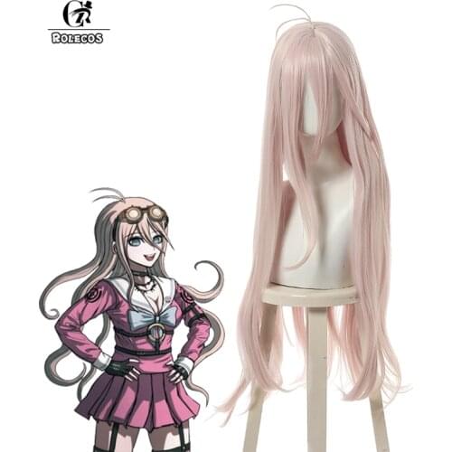 ROLECOS Danganronpa MIU Iruma Cosplay Wig Women Hair Headwear Game Cosplay Danganronpa V3 Pink 80CM Women Long Hair Headwear