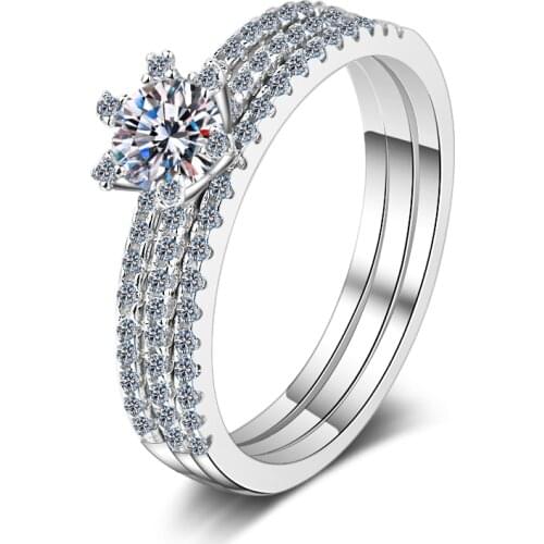 ANZIW 925 Sterling Silver Moissanite Diamond 0.5CT Fashion Exquisite Bridal Engagement Ring For Women Jewelry Gifts