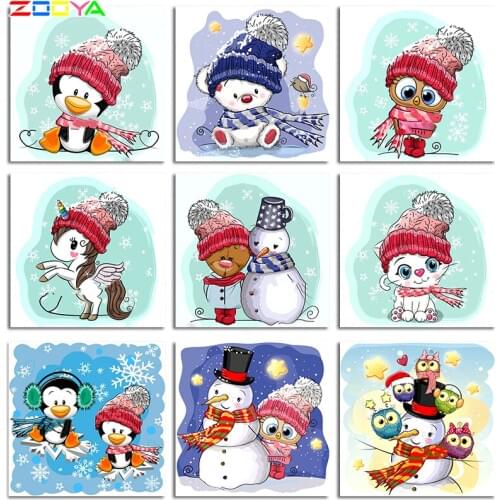 ZOOYA 5d Diy Diamond Painting Cartoon Snowman Diamond Embroidered Full Diamond Square Home Decoration Christmas Gift A60042