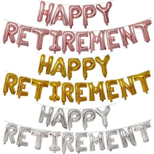 1 Set New 16inch HAPPY RETIREMENT Foil Balloons Rose Gold Silver Letter Balloon for Men Women Retired Decorations Supplies