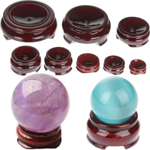 Crystal Ball Base Statue Pedestal Wood Holder Miniature Display Stand Natural Home Desktop Decoration Fixed Seat Craft