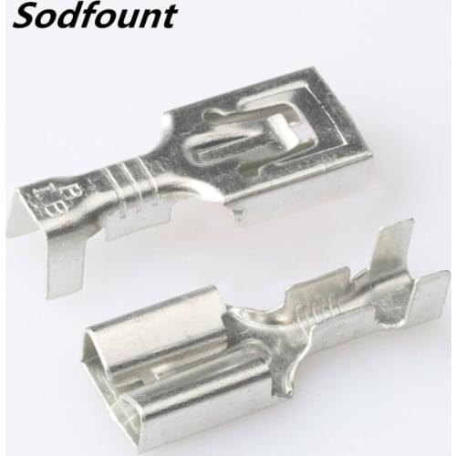 100pcs H62 brass tinned 6.3mm automotive terminal Automotive connector female terminal DJ6226-6.3B