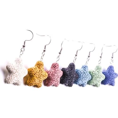 11Colors Starfish Lava Stone Earrings DIY Aromatherapy Essential Oil Diffuser Dangle Earings Jewelry Women