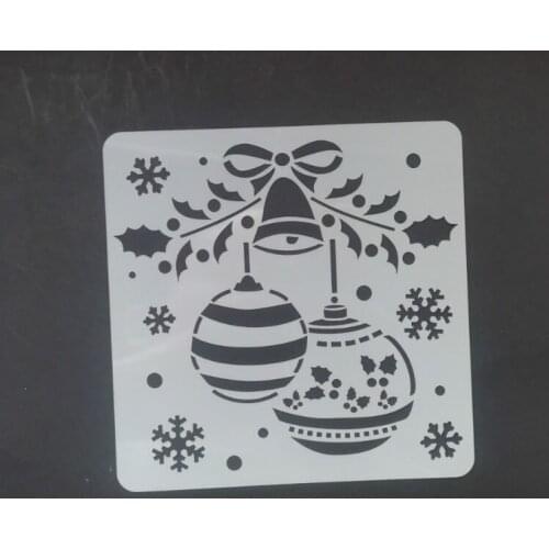 13*13 Christmas bell Layering Stencils graffiti hand copied board hollowed out photo album graphic spray painting tool