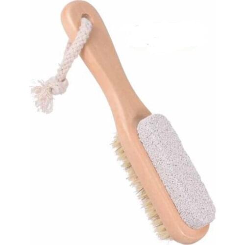 2 in 1 Natural Body or Foot Exfoliating SPA Brush Double Side with Nature Pumice Stone and Soft Bristle Brush LX8378