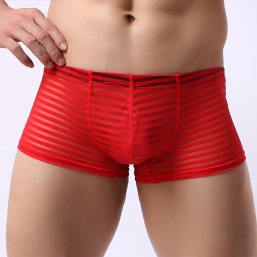 3PCS New Sexy Fashion Flexible Boxers Mesh Jacquard Mens Underwear Translucent Breathable Low Waist U Convex Boxer Shorts