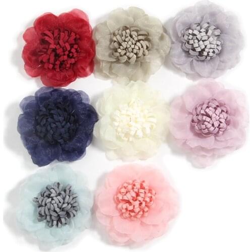 5Pcs 4.5cm 1.8" Chiffon Fabric Flowers for Baby Girls Hair Accessories Hair Flower Bouquet For Women Headbands