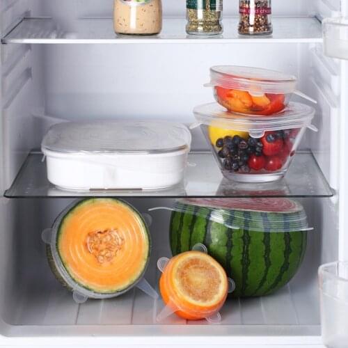 6/12pcs Silicone Stretch Fresh Cover Lids Universal Lid Silicone Bowl Pot Lid Silicone Cover Pan Cooking Food Microwave