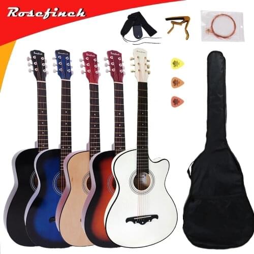 41/38 inch Acoustic Guitar for Beginners Guitar Sets with Capo Picks 6 Strings Guitar Basswood Musical Instruments AGT16A